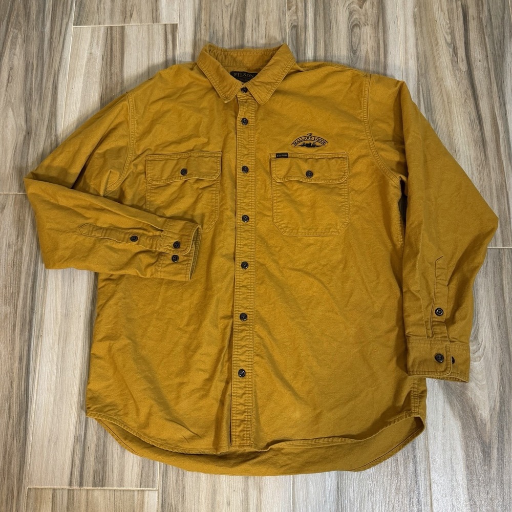 CC Filson Shirt Men's XL  Field flannel brushed workwear Mustard button up Logo